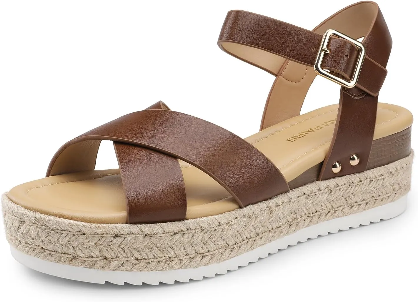 DREAM PAIRS Women's Stylish Platform Espadrille Wedge Sandals Round Toe Summer Causal Shoes Crisscross Band Adjustable Ankle Strap Buckle
