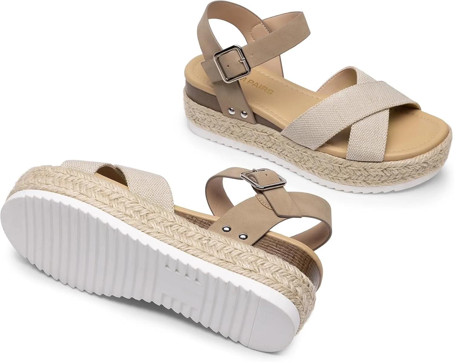 DREAM PAIRS Women's Stylish Platform Espadrille Wedge Sandals Round Toe Summer Causal Shoes Crisscross Band Adjustable Ankle Strap Buckle