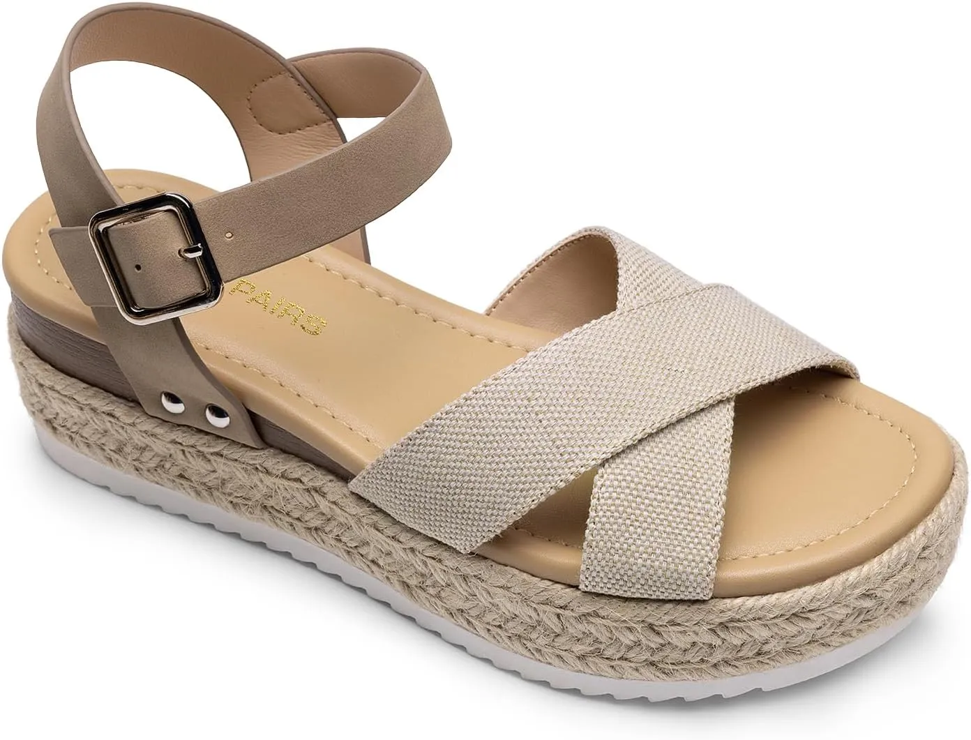 DREAM PAIRS Women's Stylish Platform Espadrille Wedge Sandals Round Toe Summer Causal Shoes Crisscross Band Adjustable Ankle Strap Buckle