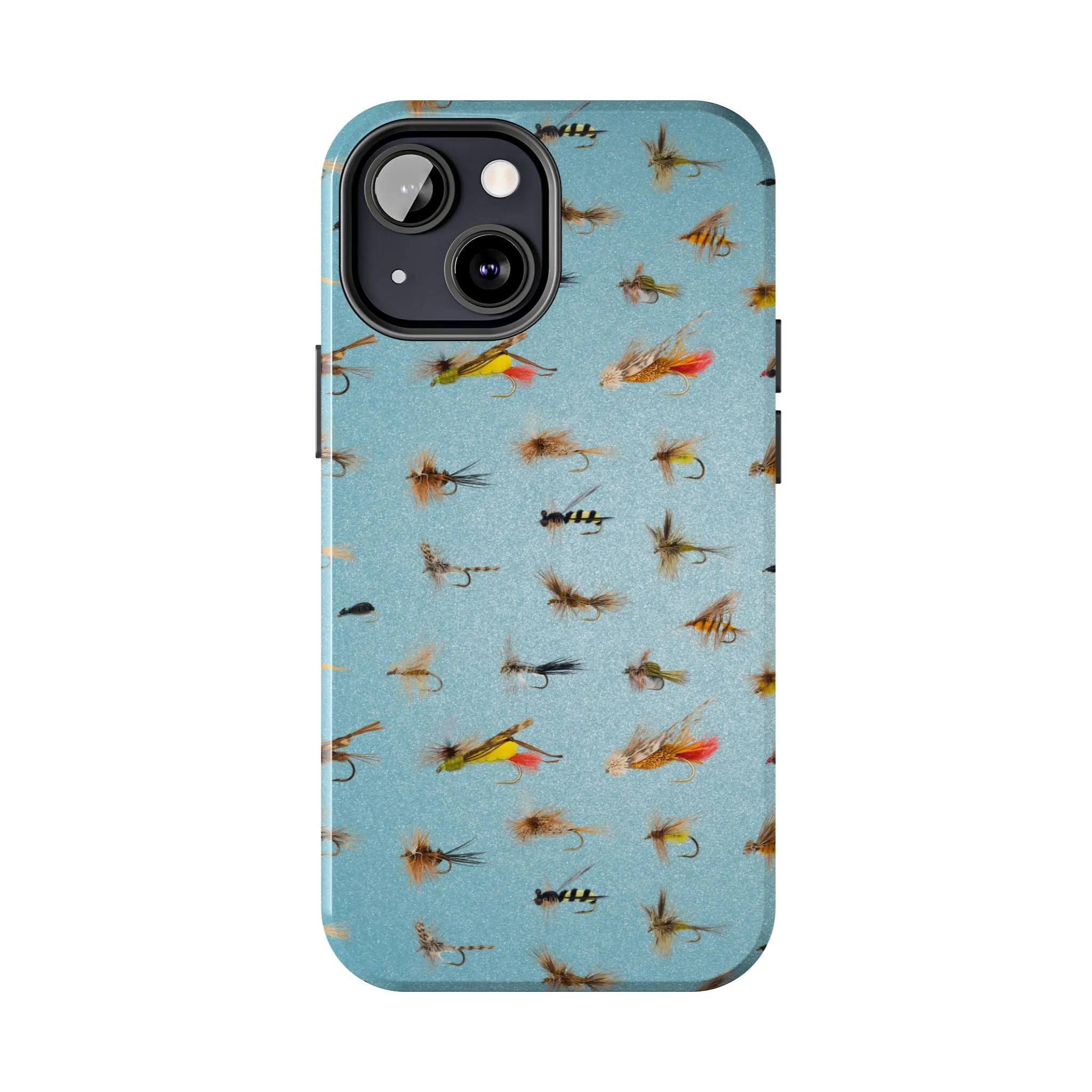 Dry Fly Fishing Lures in Light Blue Tough Phone Case for iPhone and Samsung Smartphones