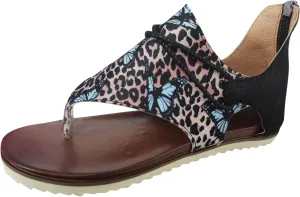 Eduavar Wedge Sandals for Women, Women's Sandals Lace Trim Ring Toe Floral Flat Sandals Dressy Summer Beach Sandals