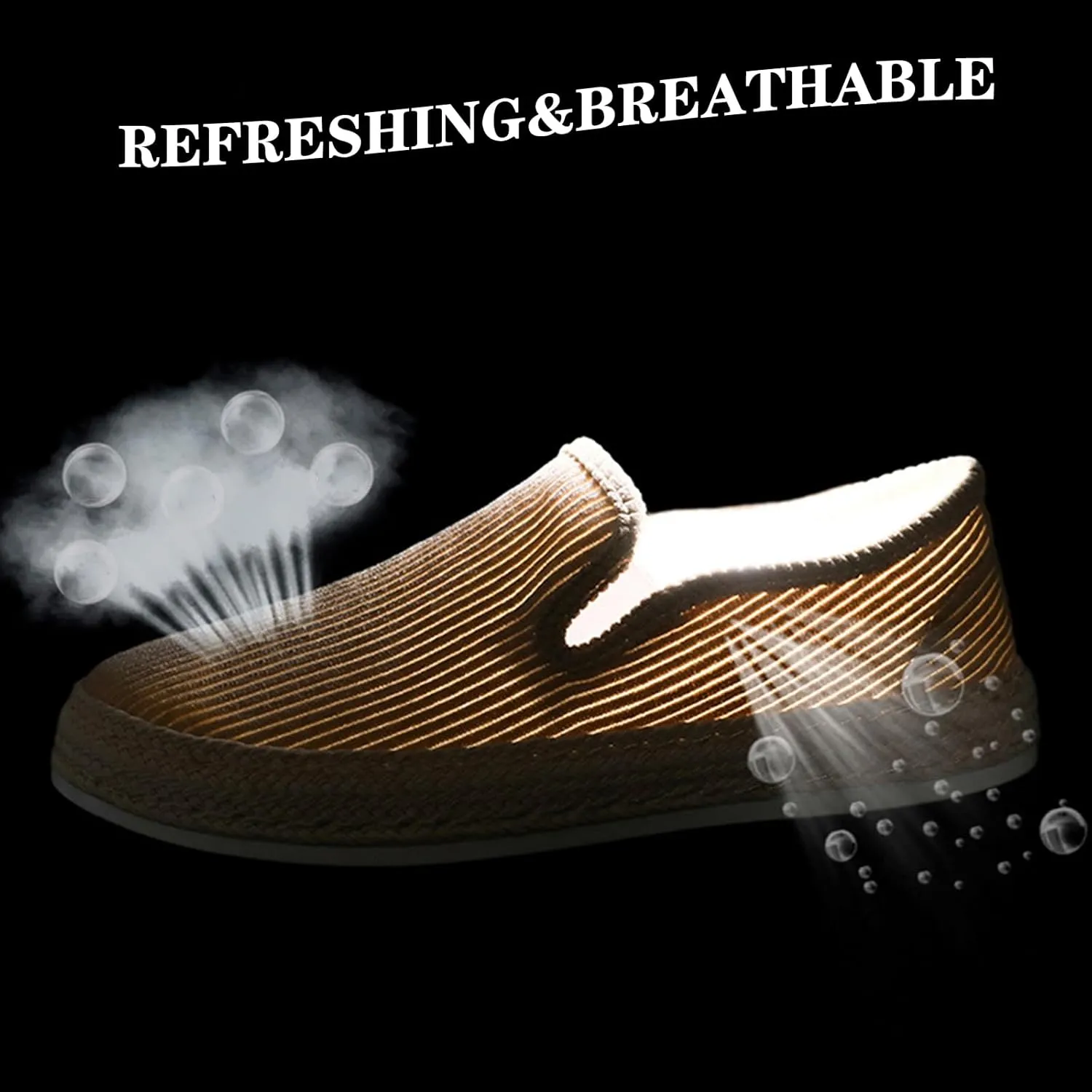 EFTCAL Men's Suede Espadrille Loafers,Lightweight Breathable Slip On Flat Walking Shoes Casual Driving Shoes