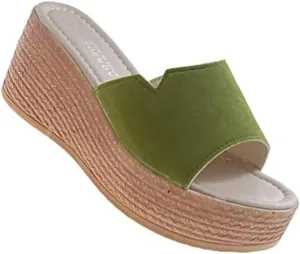 EFTCAL Women Open Toe Suede Platform Sandal,Comfort Slip On Backless Espadrille Wedge Sandals with Arch Support,Casual Fashion Non-Slip Beach Slide