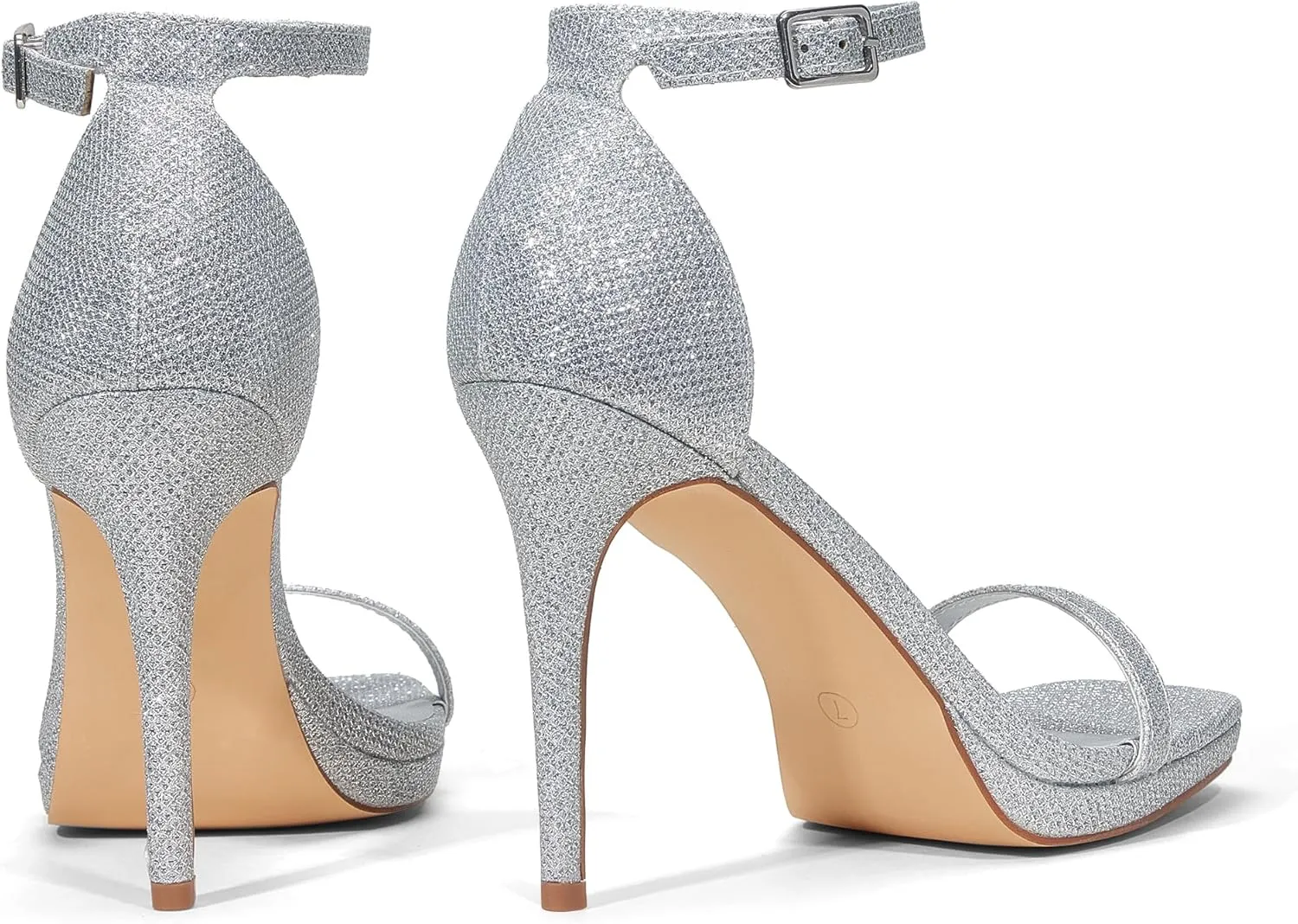Elisabet Tang Women's 4.3 Inch Platform High Heeled Sandals Strappy Stiletto Open Square Toe Heel with Ankle Strap at Wedding Party Prom Work Dating