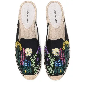 Embroidered Espadrilles Slides