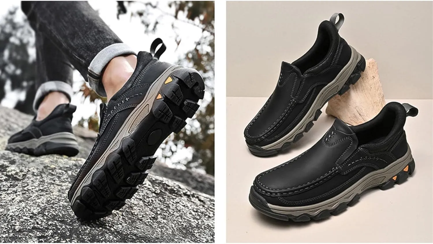 Enjerr Orthopedic Shoes Men 2025 New Men's Orthopedic Hands-Free Genuine Leather Slip On Loafers Men's Walking Shoes