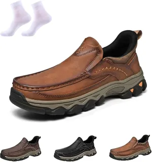 Enjerr Orthopedic Shoes Men 2025 New Men's Orthopedic Hands-Free Genuine Leather Slip On Loafers Men's Walking Shoes