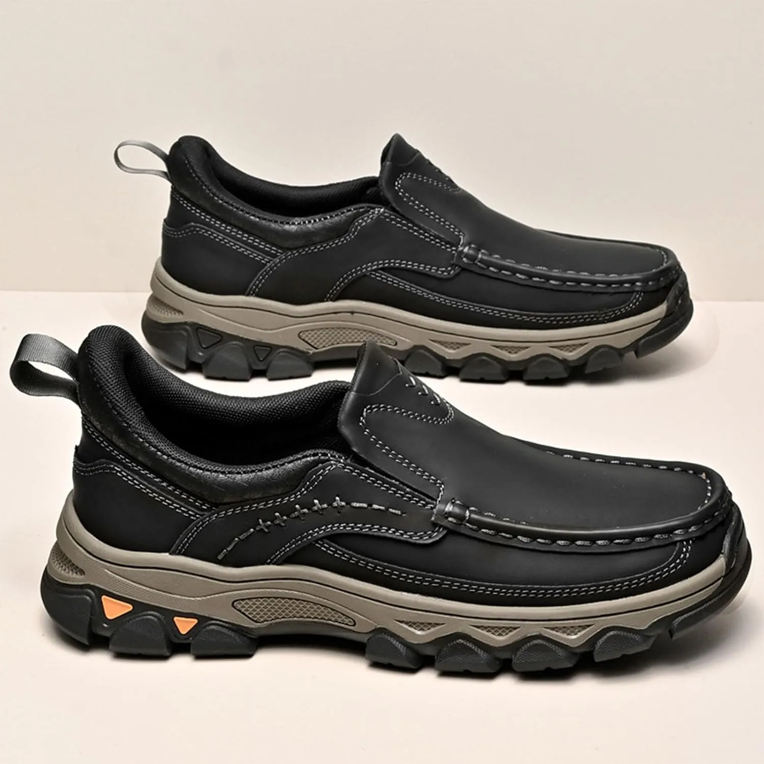Enjerr Orthopedic Shoes Men 2025 New Men's Orthopedic Hands-Free Genuine Leather Slip On Loafers Men's Walking Shoes