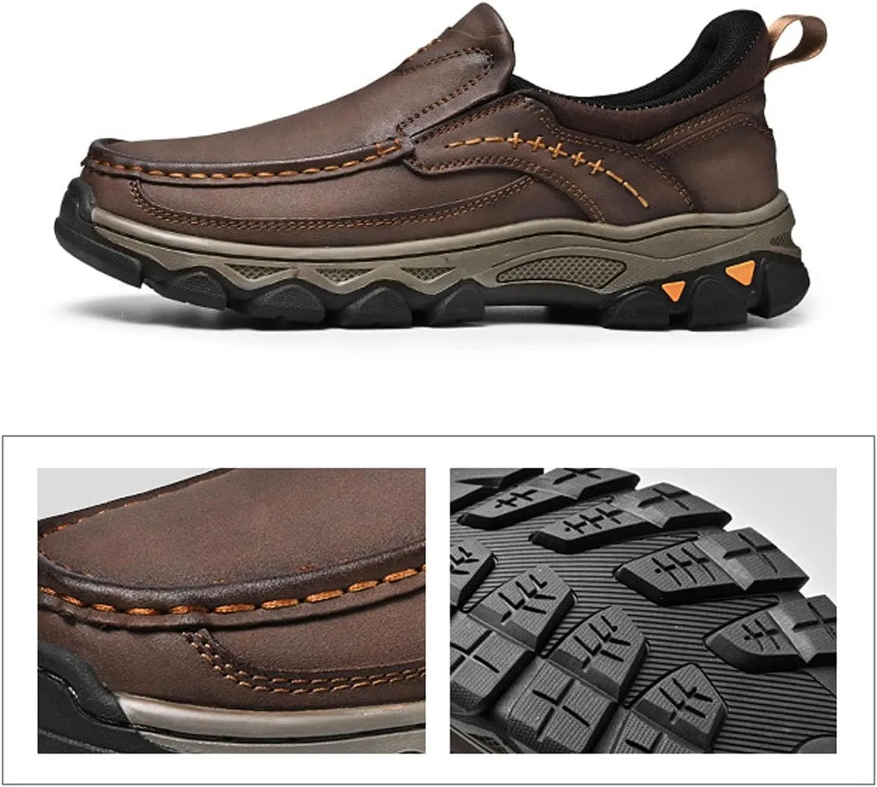 Enjerr Orthopedic Shoes Men 2025 New Men's Orthopedic Hands-Free Genuine Leather Slip On Loafers Men's Walking Shoes
