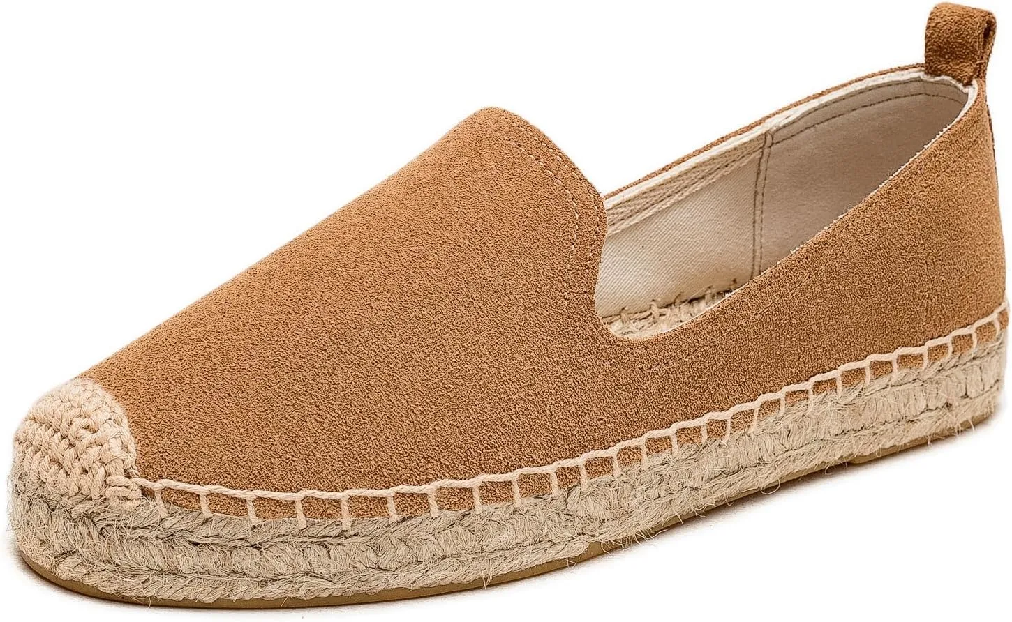 Espadrilles for Women Flat - Comfortable Espadrille Flats Round-Toe Leather Espadrille Loafer Stylish Slip-ons Suitable for Various Occasions