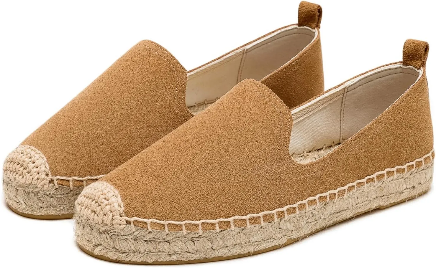 Espadrilles for Women Flat - Comfortable Espadrille Flats Round-Toe Leather Espadrille Loafer Stylish Slip-ons Suitable for Various Occasions