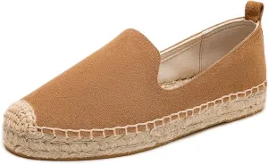 Espadrilles for Women Flat - Comfortable Espadrille Flats Round-Toe Leather Espadrille Loafer Stylish Slip-ons Suitable for Various Occasions