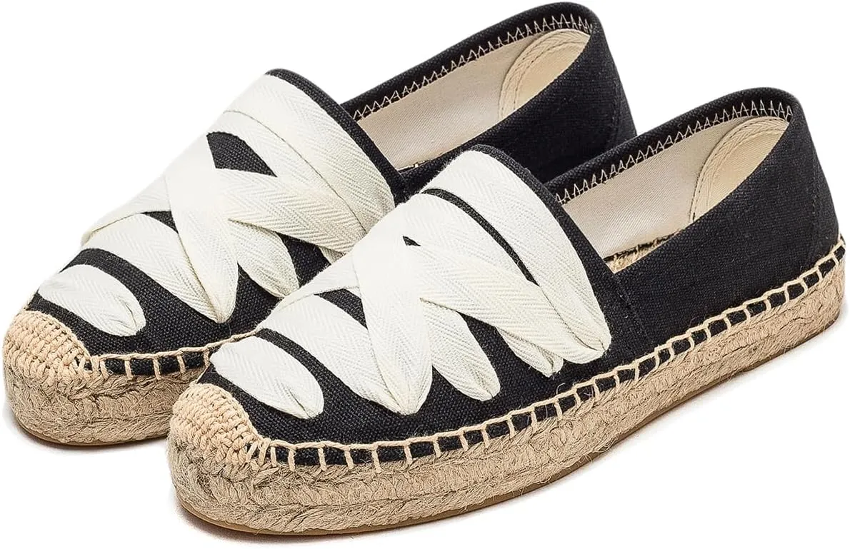 Espadrilles Loafers for Women - Comfort Round-Toe Women's Espadrille Simple Embroidered Espadrille Easy to Wear Suitable for Match T-Shirts,Dress,Jeans