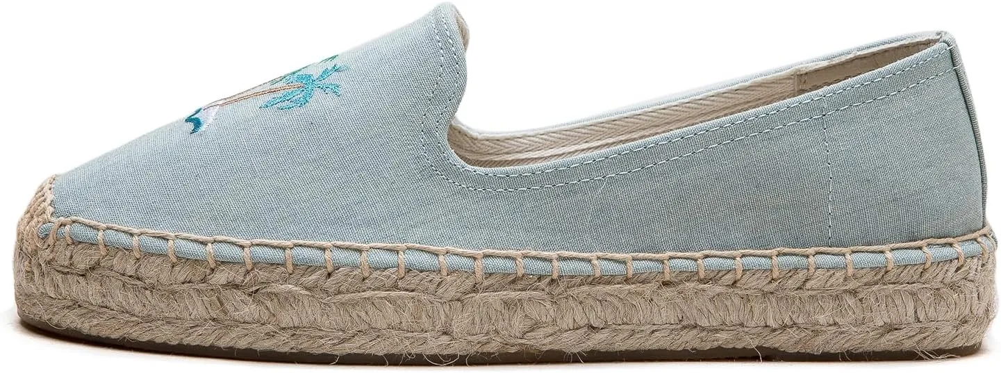 Espadrilles Loafers for Women - Comfort Round-Toe Women's Espadrille Simple Embroidered Espadrille Easy to Wear Suitable for Match T-Shirts,Dress,Jeans