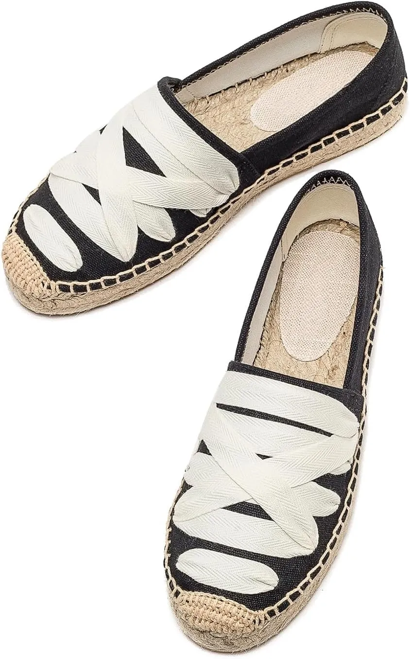 Espadrilles Loafers for Women - Comfort Round-Toe Women's Espadrille Simple Embroidered Espadrille Easy to Wear Suitable for Match T-Shirts,Dress,Jeans