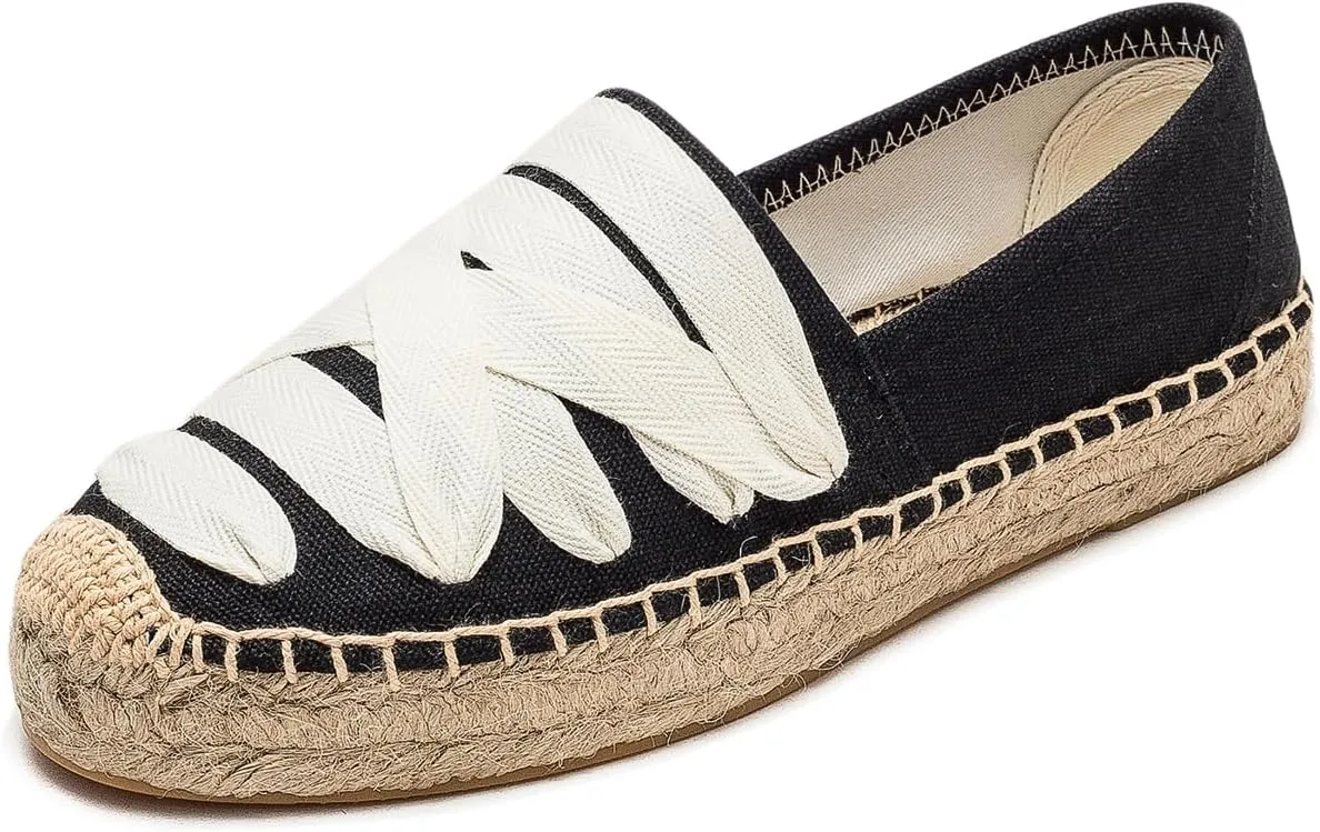 Espadrilles Loafers for Women - Comfort Round-Toe Women's Espadrille Simple Embroidered Espadrille Easy to Wear Suitable for Match T-Shirts,Dress,Jeans