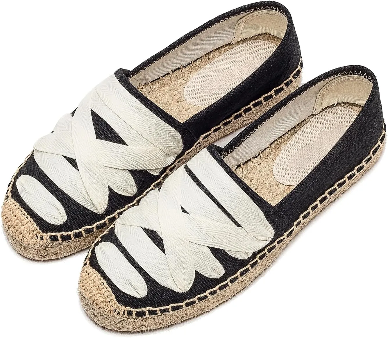 Espadrilles Loafers for Women - Comfort Round-Toe Women's Espadrille Simple Embroidered Espadrille Easy to Wear Suitable for Match T-Shirts,Dress,Jeans
