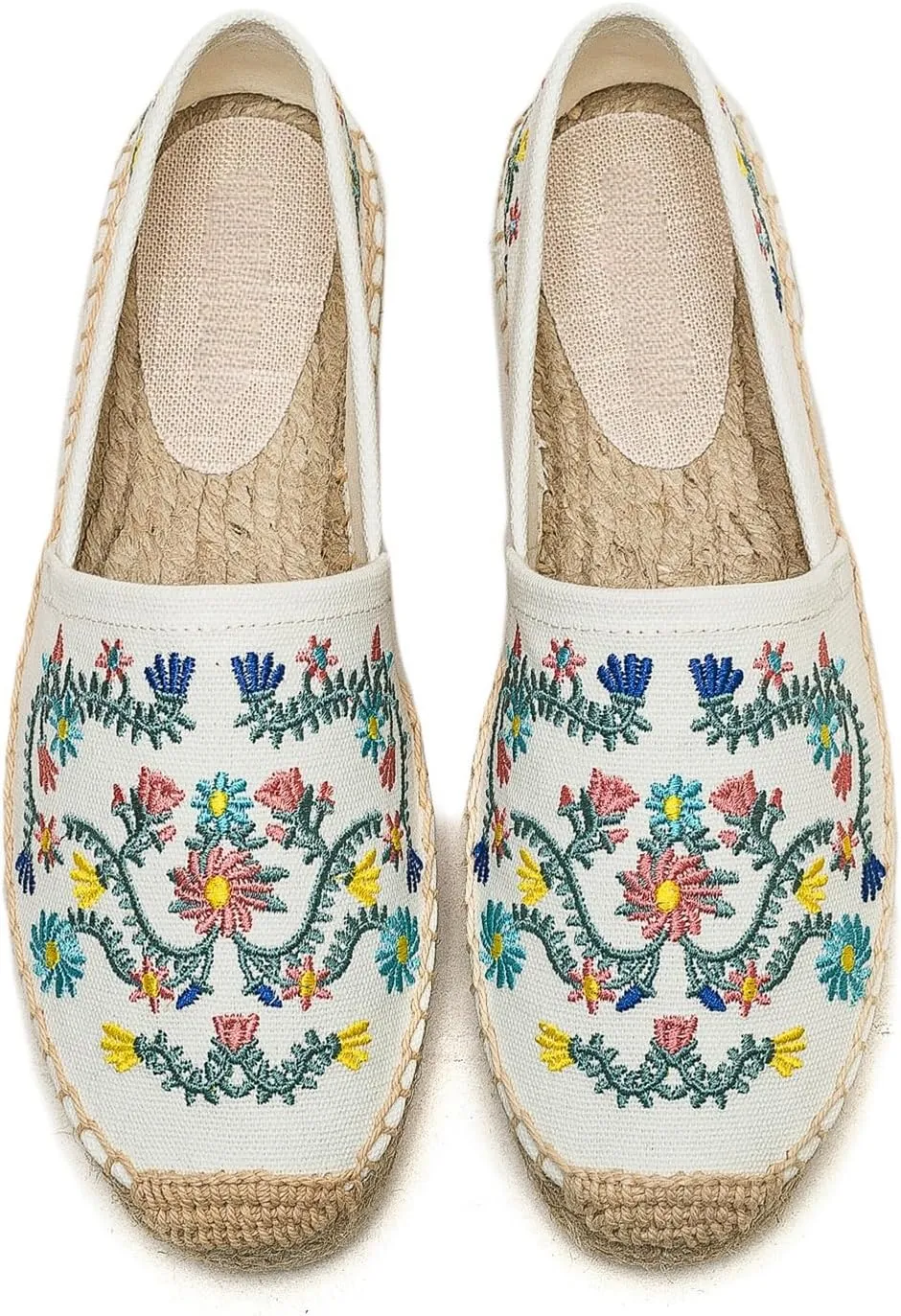 Espadrilles Loafers for Women - Comfort Round-Toe Women's Espadrille Simple Embroidered Espadrille Easy to Wear Suitable for Match T-Shirts,Dress,Jeans