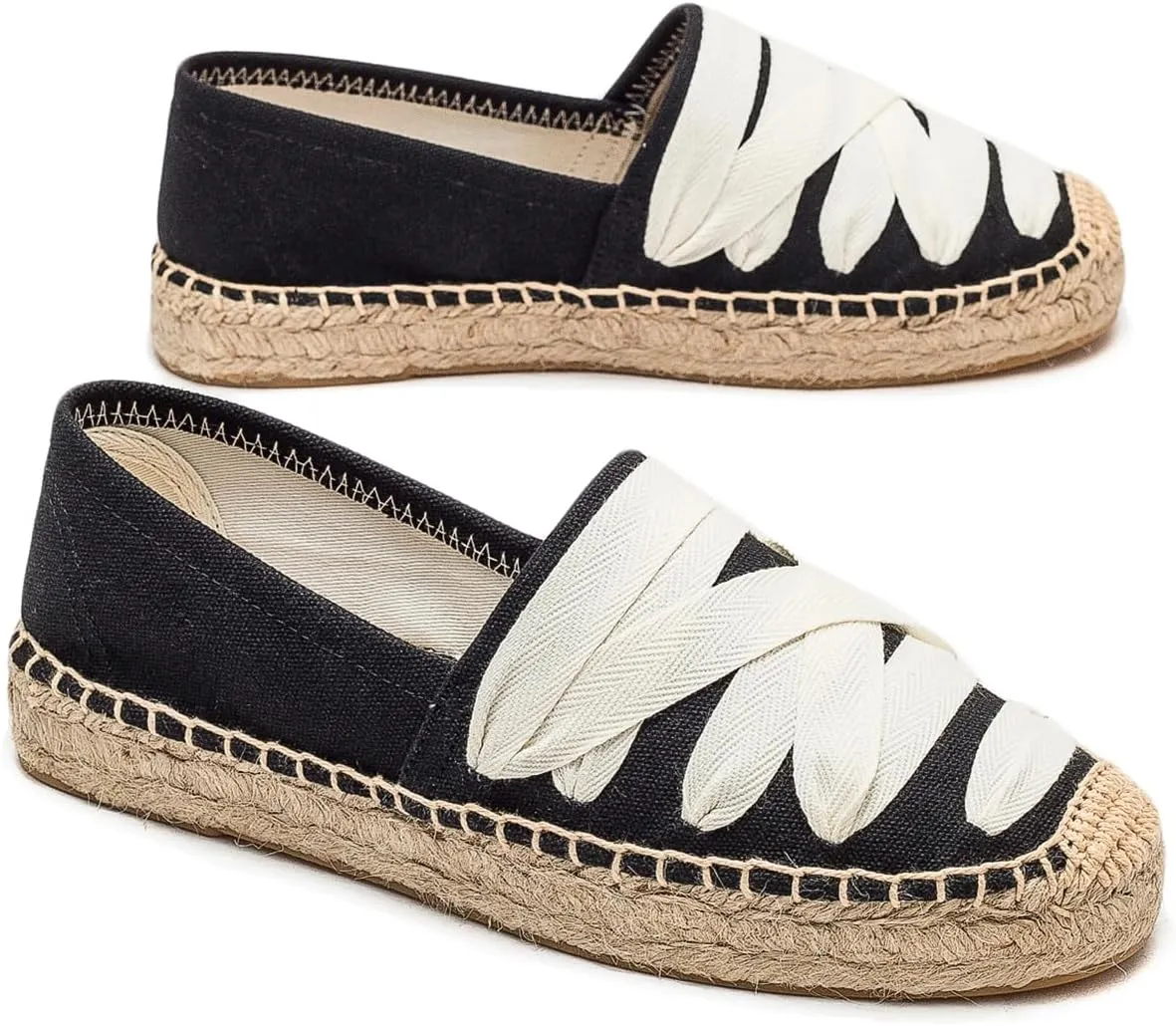 Espadrilles Loafers for Women - Comfort Round-Toe Women's Espadrille Simple Embroidered Espadrille Easy to Wear Suitable for Match T-Shirts,Dress,Jeans