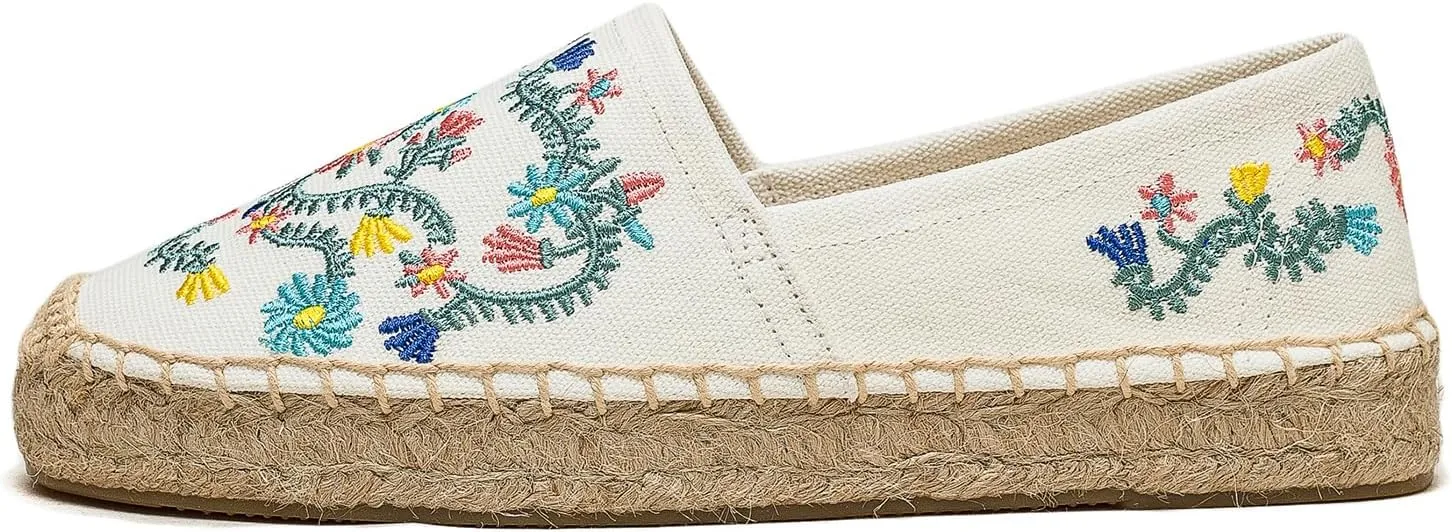 Espadrilles Loafers for Women - Comfort Round-Toe Women's Espadrille Simple Embroidered Espadrille Easy to Wear Suitable for Match T-Shirts,Dress,Jeans
