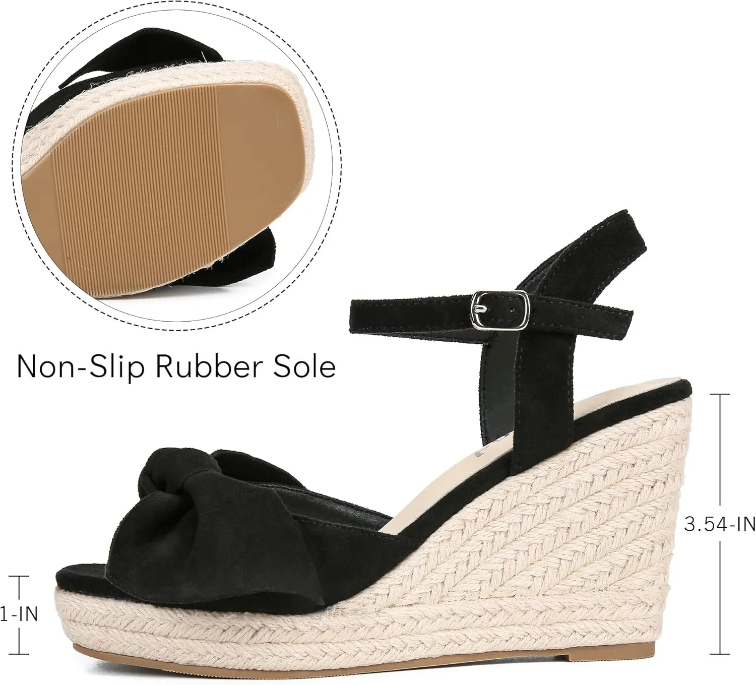Espadrilles Wedge Sandals for Women Bow Platform Wedges Heels Open Toe Ankle Strap Summer Wedding Wedges