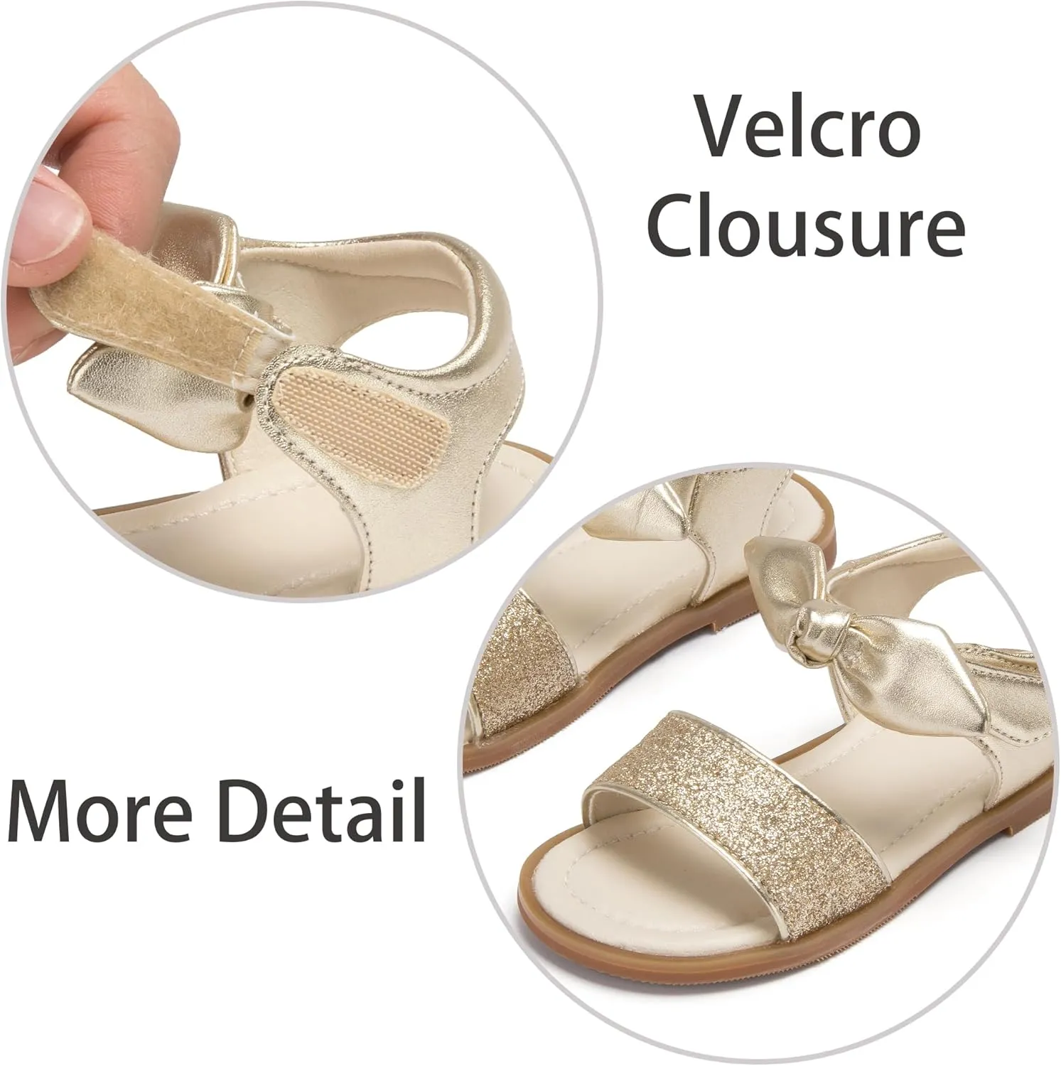 ESTINE Toddler/Little Kid Girls Bow Open Toe Flat Evening Dress Sandals