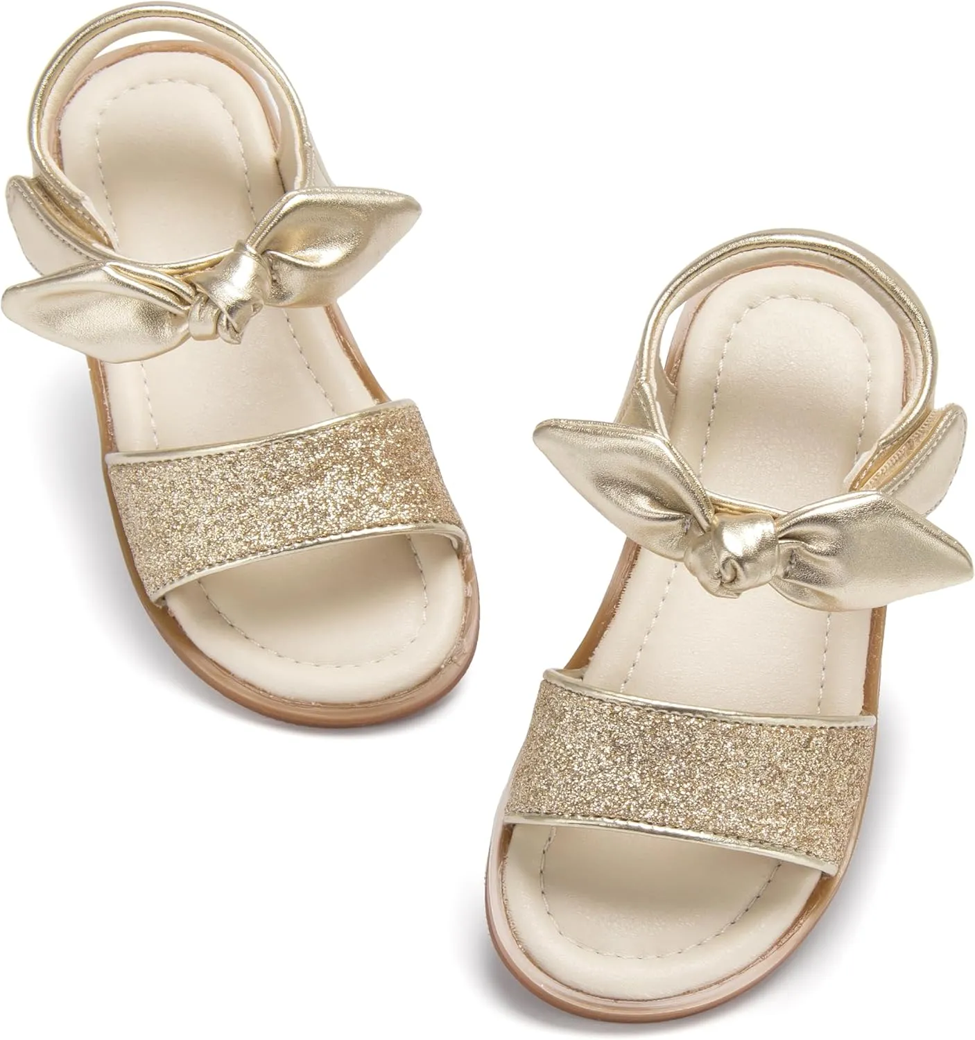 ESTINE Toddler/Little Kid Girls Bow Open Toe Flat Evening Dress Sandals
