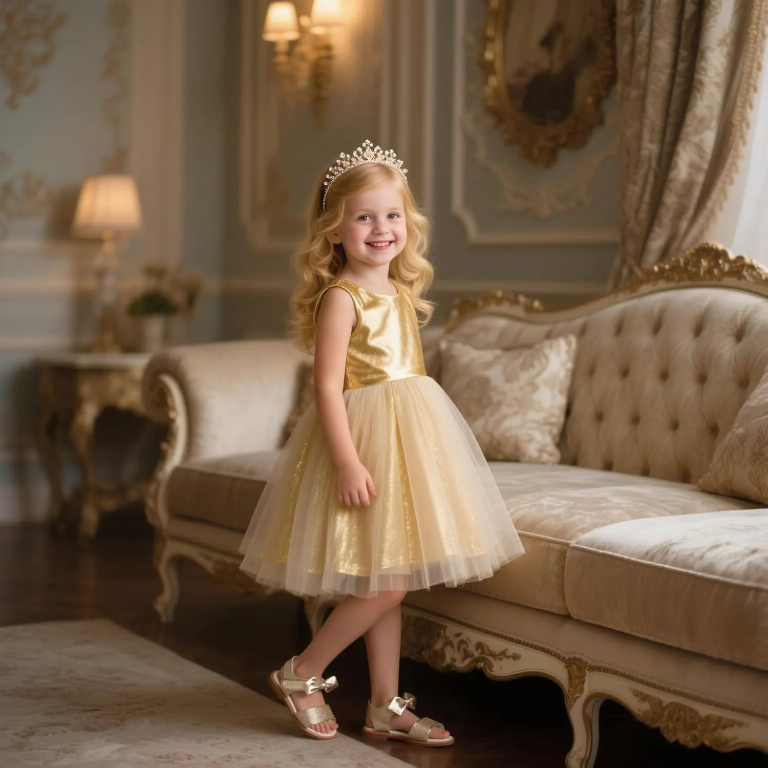 ESTINE Toddler/Little Kid Girls Bow Open Toe Flat Evening Dress Sandals