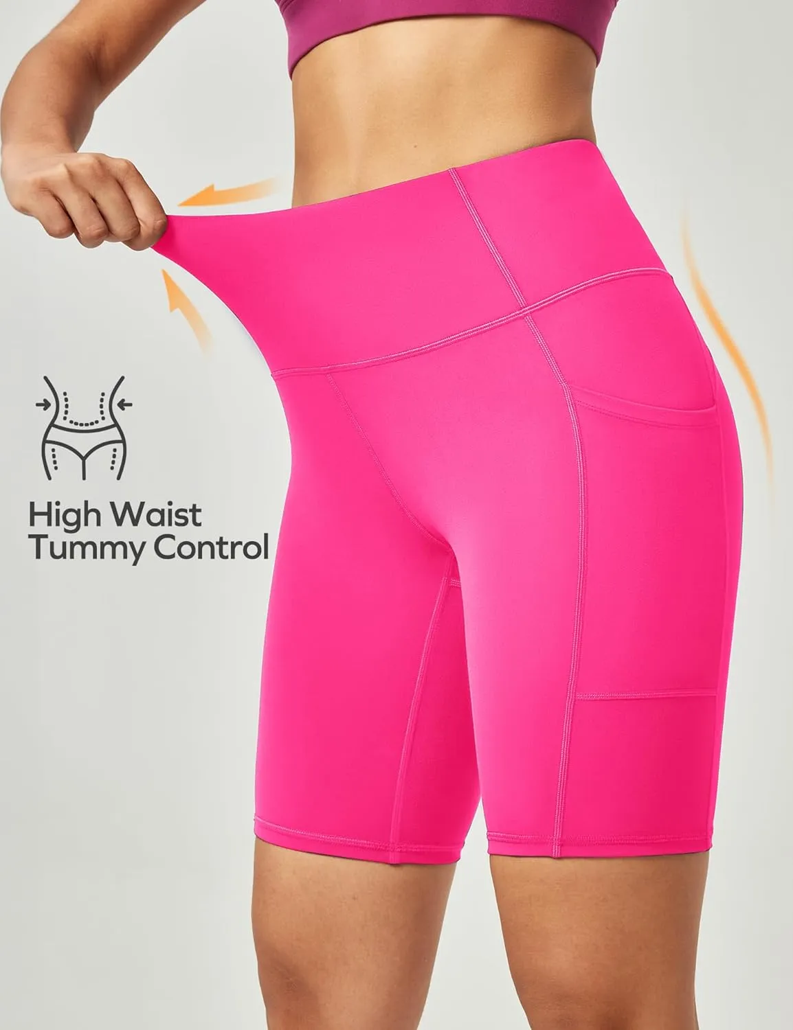 Ewedoos Biker Shorts Women Tummy Control Workout Shorts with 3 Pockets High Waisted Compression Gym Running Yoga Shorts Women