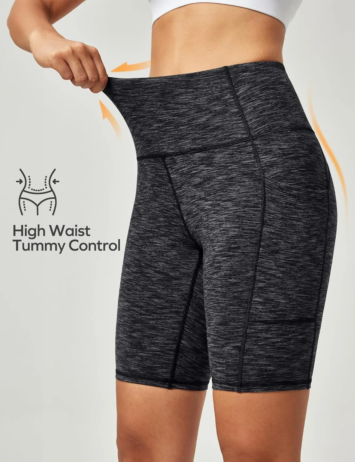 Ewedoos Biker Shorts Women Tummy Control Workout Shorts with 3 Pockets High Waisted Compression Gym Running Yoga Shorts Women