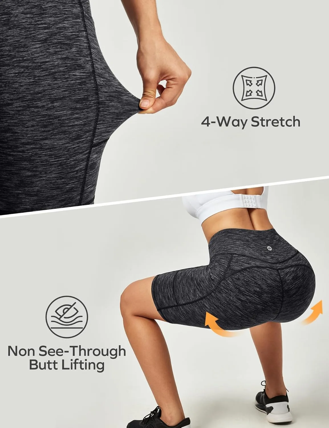 Ewedoos Biker Shorts Women Tummy Control Workout Shorts with 3 Pockets High Waisted Compression Gym Running Yoga Shorts Women