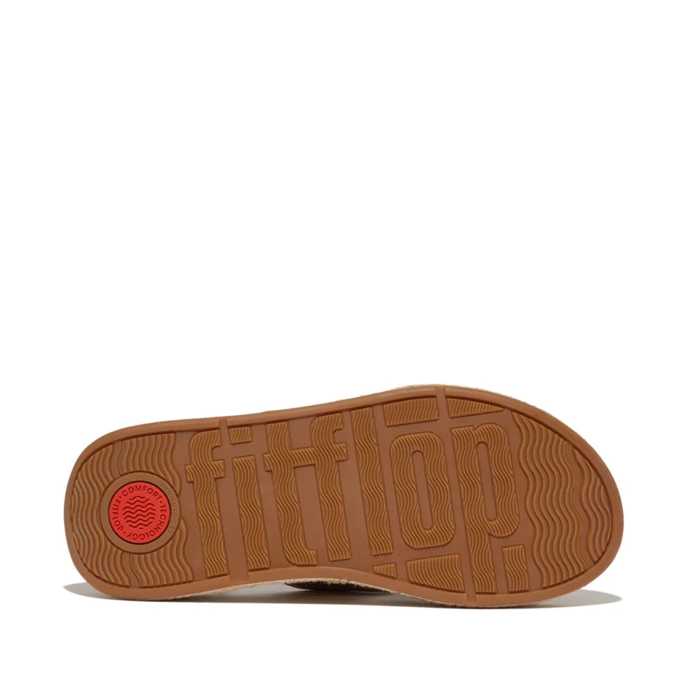 F-MODE Espadrille Adjustable Leather Flatform Toe-Posts