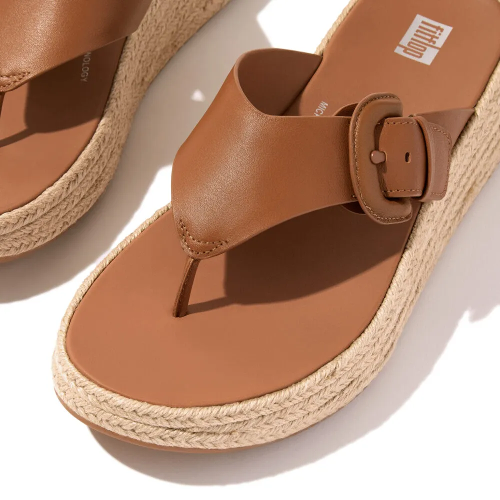 F-MODE Espadrille Adjustable Leather Flatform Toe-Posts