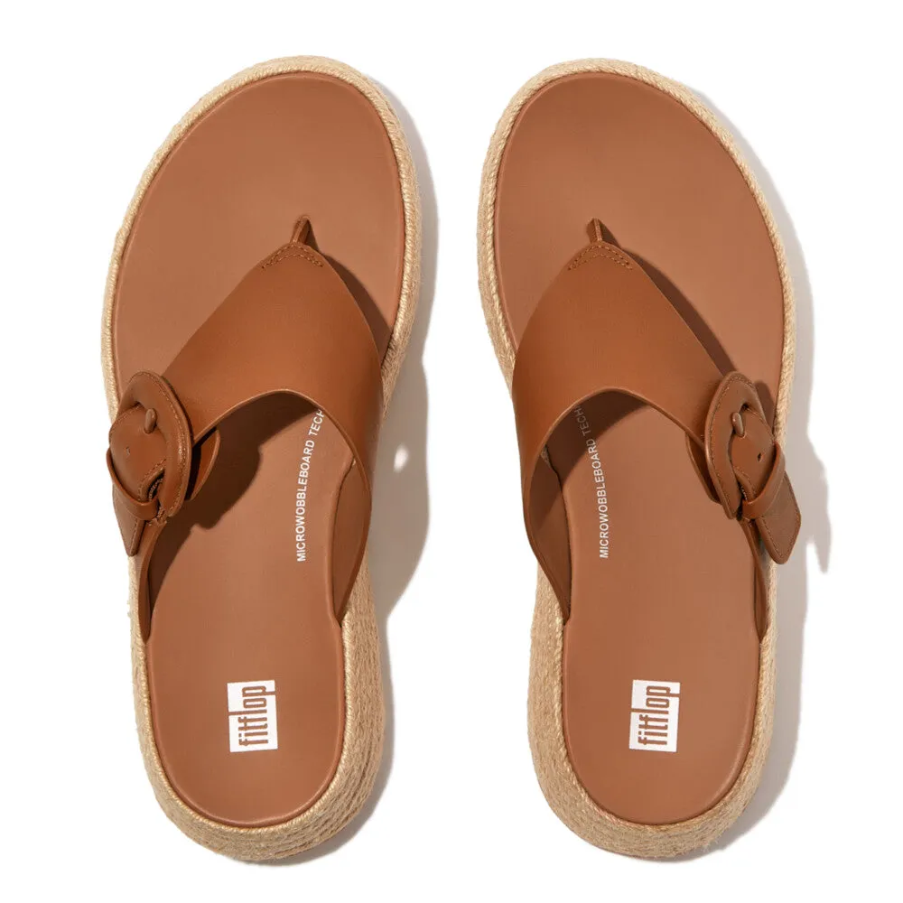 F-MODE Espadrille Adjustable Leather Flatform Toe-Posts