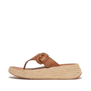 F-MODE Espadrille Adjustable Leather Flatform Toe-Posts