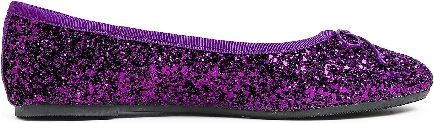 FEVERSOLE Women's Bling Soft Cushioned Comfort Flats Sparkle Party Ballets