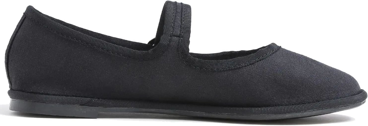 FEVERSOLE Women's Soft Breathable Mary Jane Memory Foam Cushioned Comfort Round Toe Metal Buckle Flats Walking Shoes