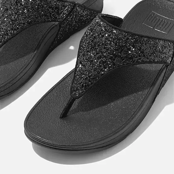 FitFlop Lulu Glitter Thong Sandals in Black