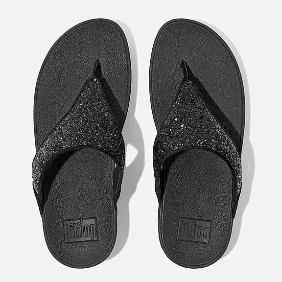 FitFlop Lulu Glitter Thong Sandals in Black