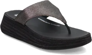 FitFlop Women's F-Mode Espadrille Glitz-Canvas Flatform Toe-Thongs Wedge Sandal