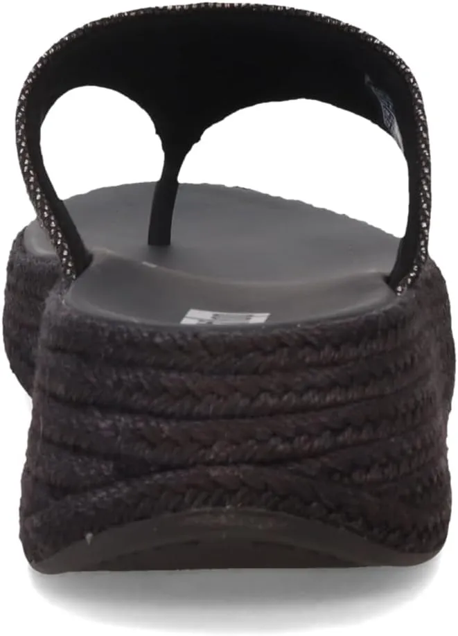 FitFlop Women's F-Mode Espadrille Glitz-Canvas Flatform Toe-Thongs Wedge Sandal