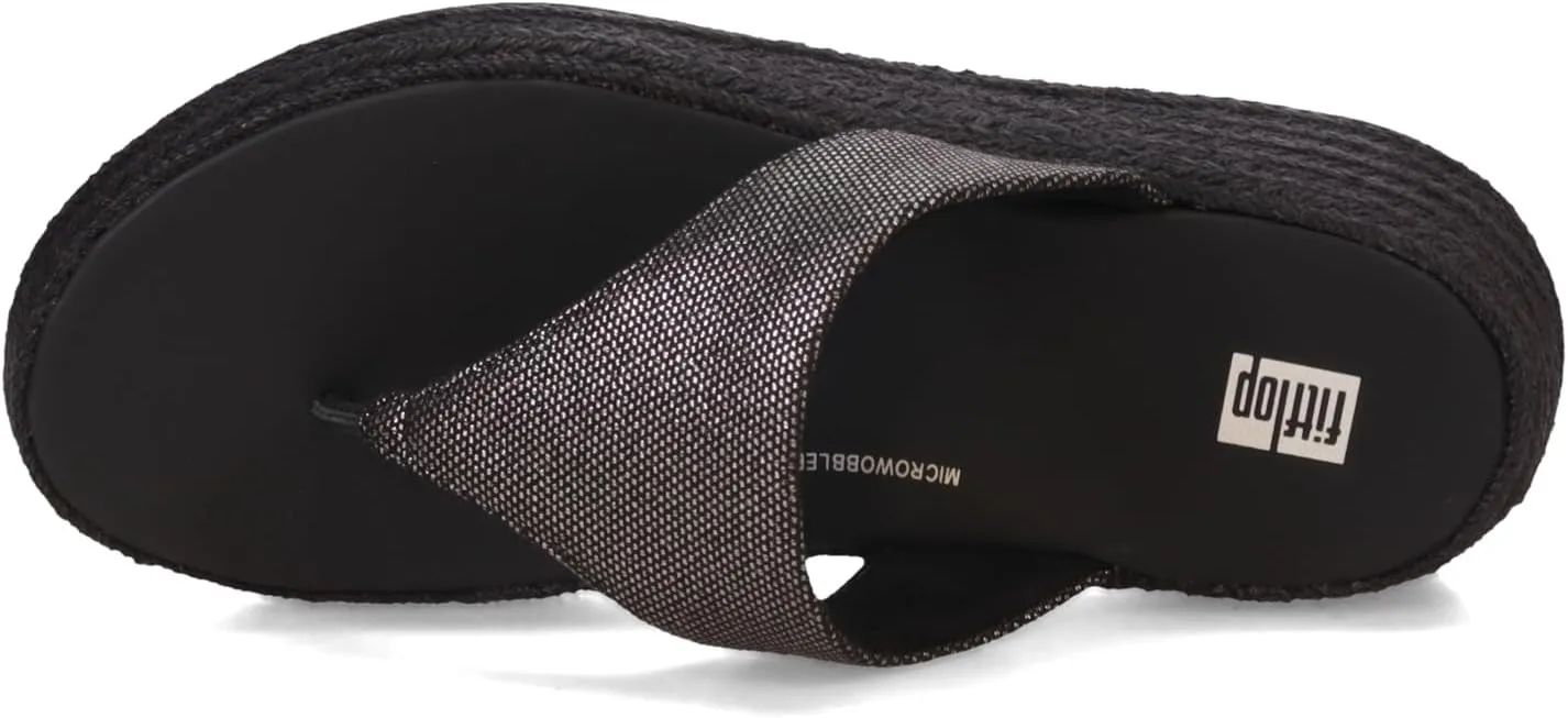 FitFlop Women's F-Mode Espadrille Glitz-Canvas Flatform Toe-Thongs Wedge Sandal