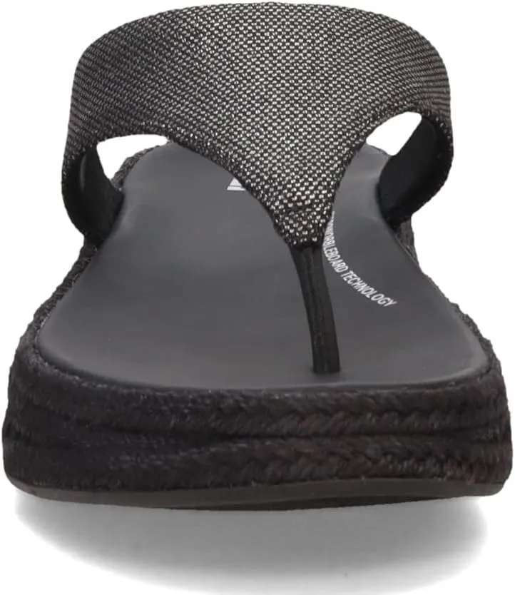 FitFlop Women's F-Mode Espadrille Glitz-Canvas Flatform Toe-Thongs Wedge Sandal