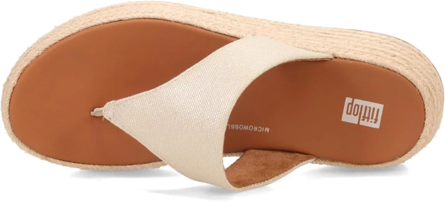 FitFlop Women's F-Mode Espadrille Glitz-Canvas Flatform Toe-Thongs Wedge Sandal