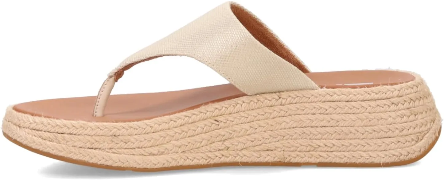 FitFlop Women's F-Mode Espadrille Glitz-Canvas Flatform Toe-Thongs Wedge Sandal