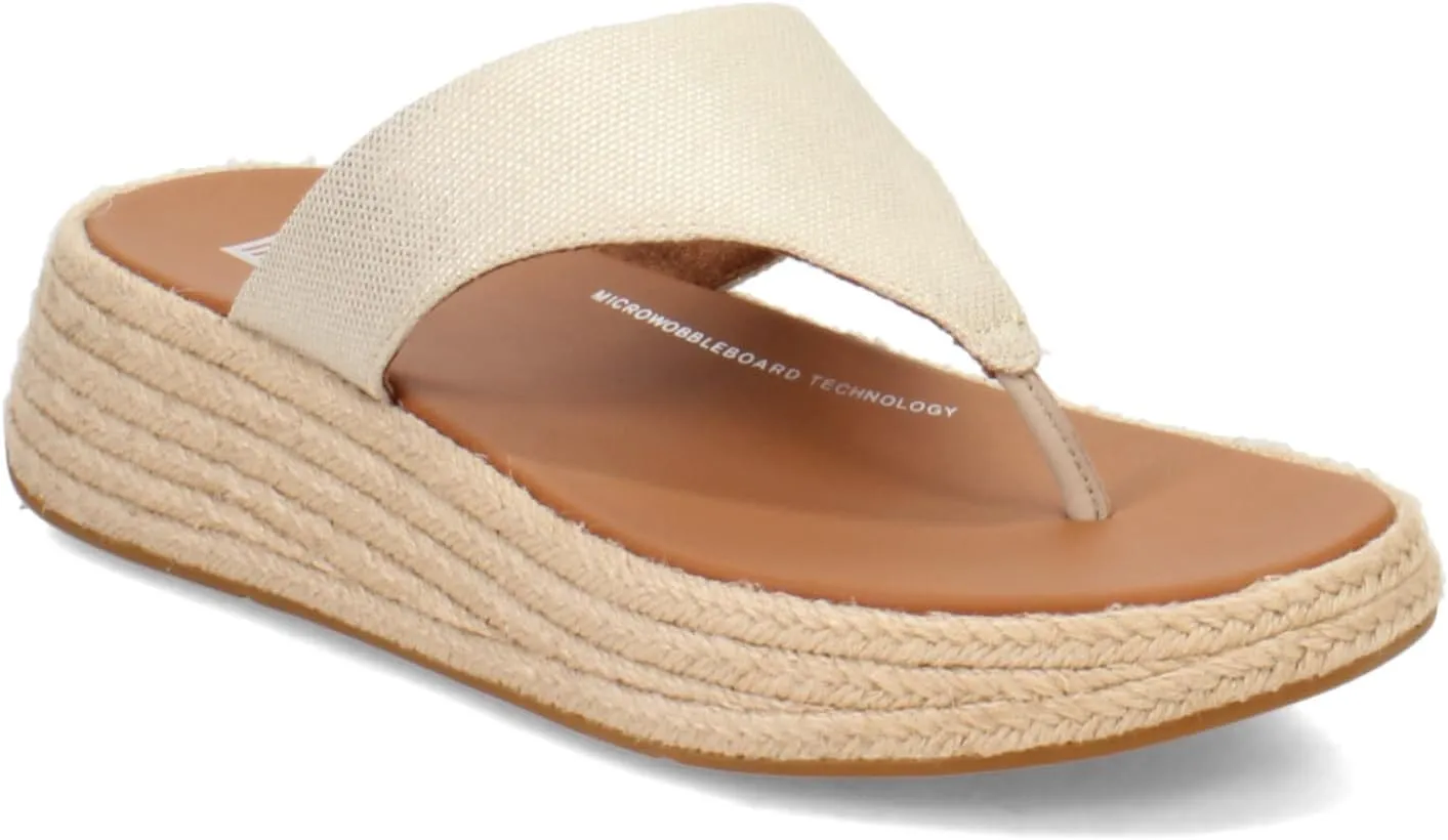 FitFlop Women's F-Mode Espadrille Glitz-Canvas Flatform Toe-Thongs Wedge Sandal
