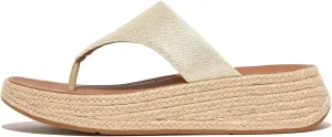 FitFlop Women's F-Mode Espadrille Glitz-Canvas Flatform Toe-Thongs Wedge Sandal
