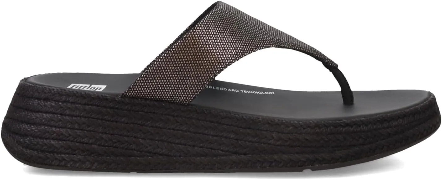 FitFlop Women's F-Mode Espadrille Glitz-Canvas Flatform Toe-Thongs Wedge Sandal