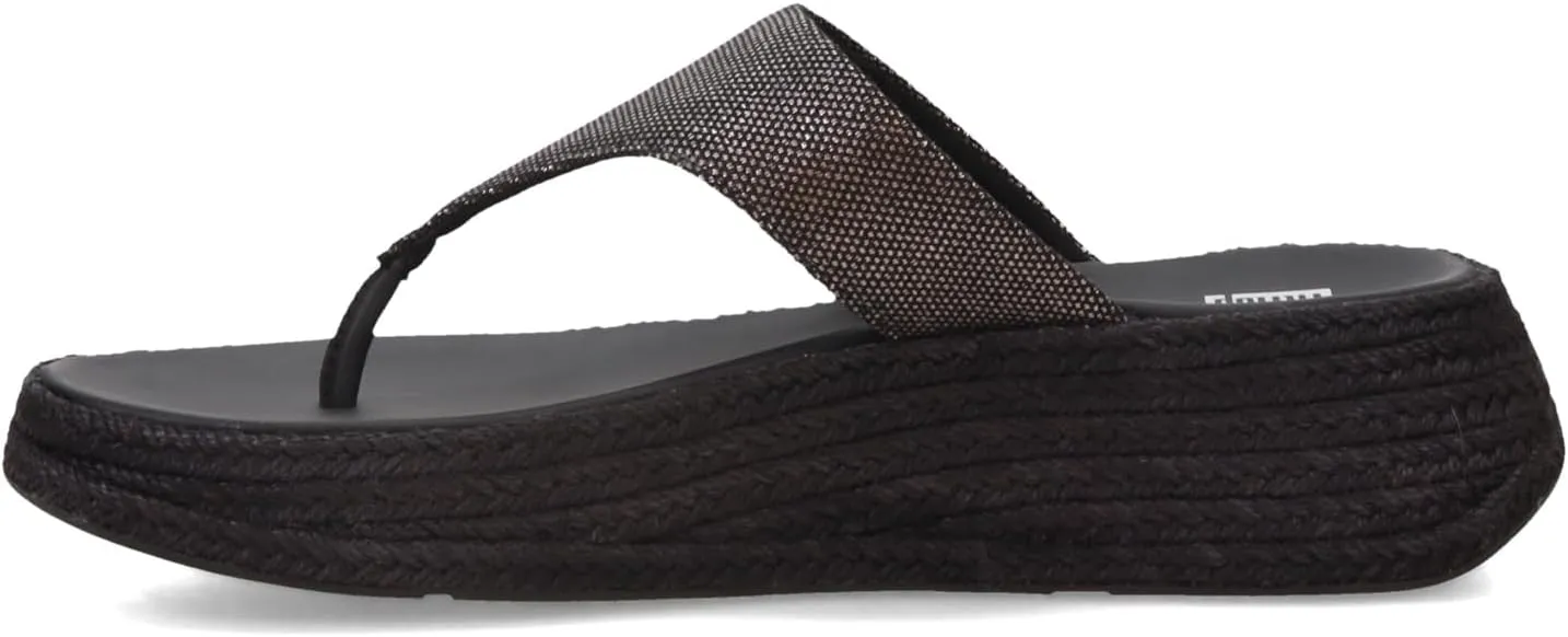 FitFlop Women's F-Mode Espadrille Glitz-Canvas Flatform Toe-Thongs Wedge Sandal