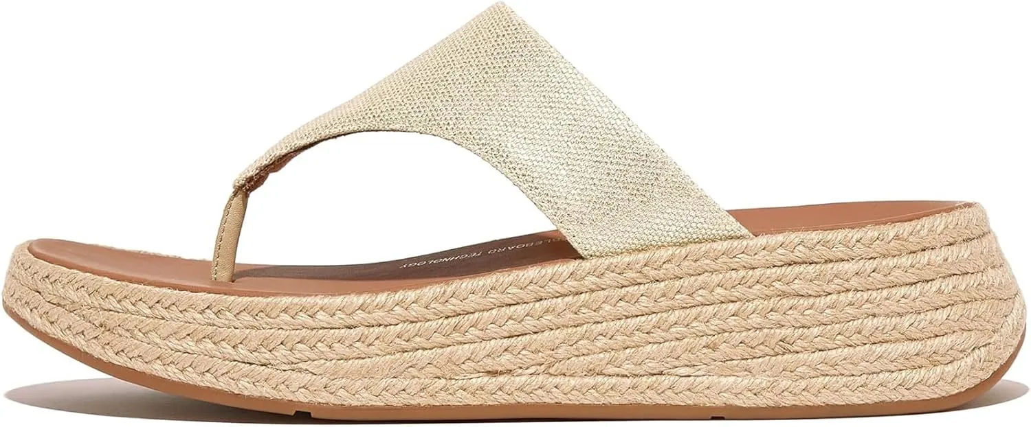 FitFlop Women's F-Mode Espadrille Glitz-Canvas Flatform Toe-Thongs Wedge Sandal